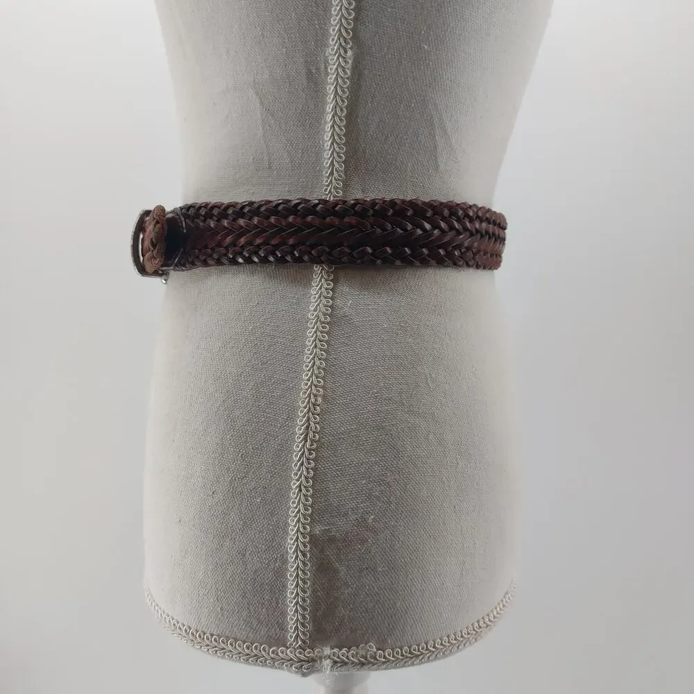 Brighton Brown Womens Leather Belt Braided Small Casual 1995